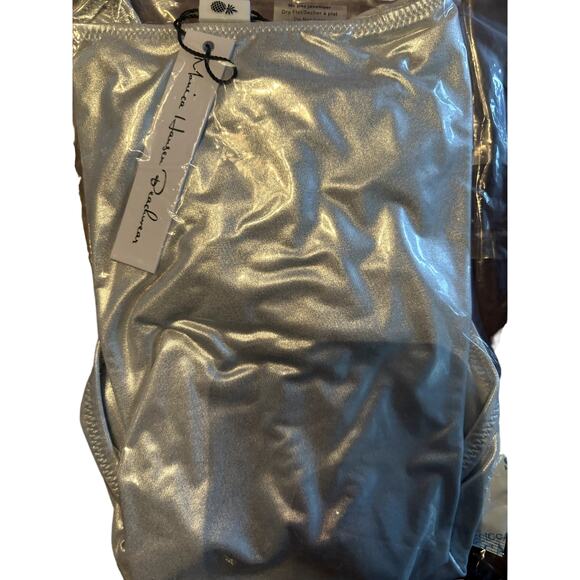 Monica Hansen Beachwear Galaxy One Piece Swimsuit in Metallic Silver Size Small - Picture 2 of 2